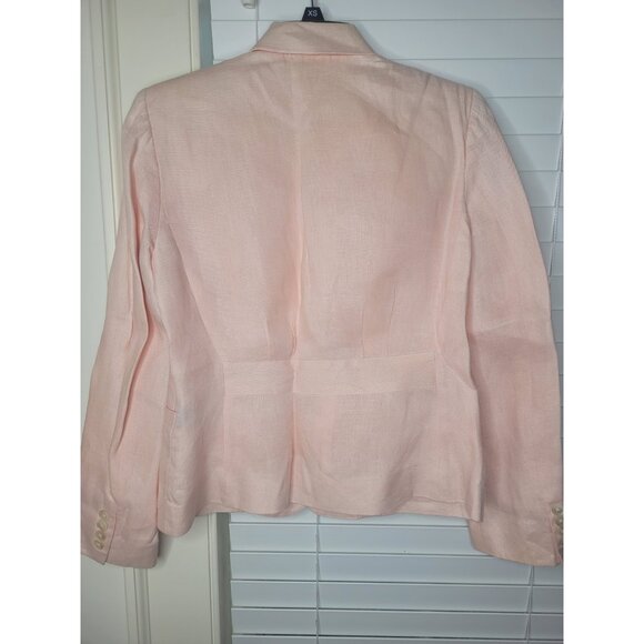 Lauren Ralph Lauren 100% Linen Blazer Peach Office Siren Legally Blonde Preppy - Picture 2 of 6